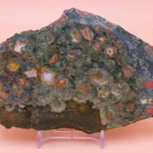 228g Polished Mount Hay Australian Rainforest Jasper Rhyolite Slice Free Slab Display Stand MH05135