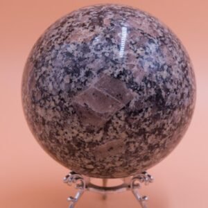 102mm Polished Granite With Large Pink Feldspar Crystals Sphere From Queensland Australia Free Orb stand GF15051