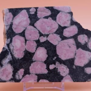 258g Polished Marshmallow Stone Western Australia Clinozoisite Porphyry Free Slab Display Stand MS21051