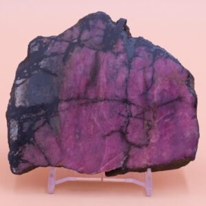 229g Polished Rhodonite Queensland Australia Slice Free Slab Display Stand RH05133