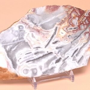 322g Polished Western Australian Pilbara Crazy Lace Agate Slice  Free Slab Display Stand