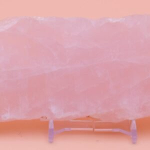 315g Polished Rose Quartz Mt Phillip Western Australian Slice Free Slab Display Stand TE05131