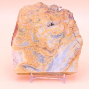 318g Polished Western Australian Pilbara Crazy Lace Agate Slice Quartz Crystals  Free Slab Display Stand CL014051