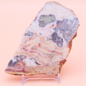 155g Polished Western Australian Pilbara Crazy Lace Agate Slice Quartz Crystals  Free Slab Display Stand CL014053