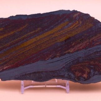438g Polished Banded Iron Jasper Haematite Slice From Wittenoom Western Australia  Free Slab Display Stand BI18054