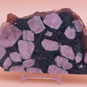 229g Polished Marshmallow Stone Western Australia Clinozoisite Porphyry Free Slab Display Stand MS21052
