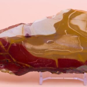 220g Polished Mookaite Slice From Mooka Station Western Australia Free Slab Display Stand M23051