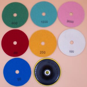 Set Of 7 125mm 5 inch Diamond Resin Polishing Pads Disks Rock Grinding Granite