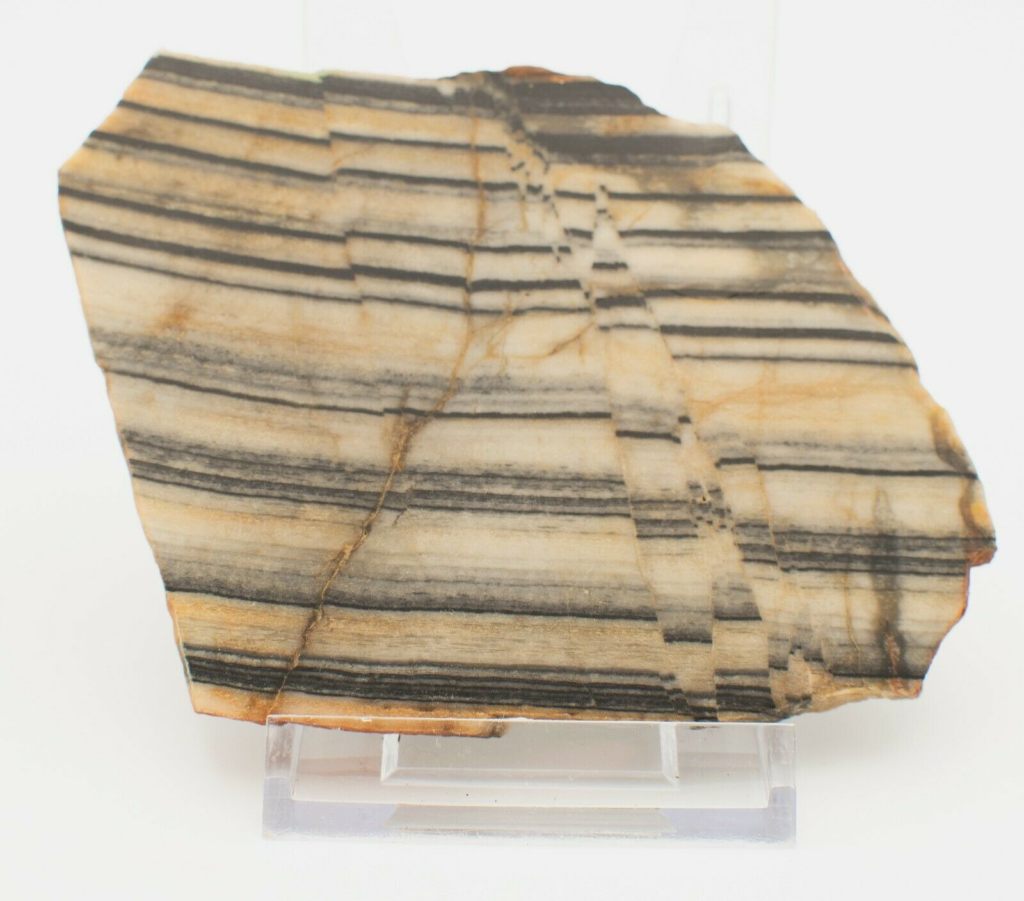 Polished Western Australian Banded Chert Jasper Slice With Free Stand