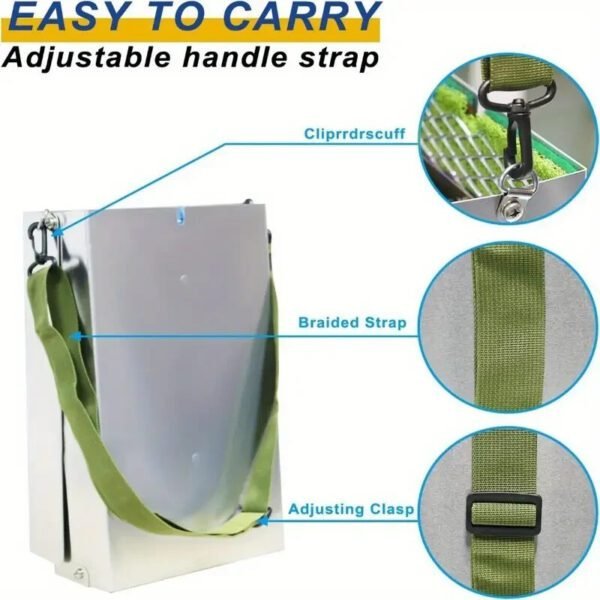folded gold sluice with shoulder strap