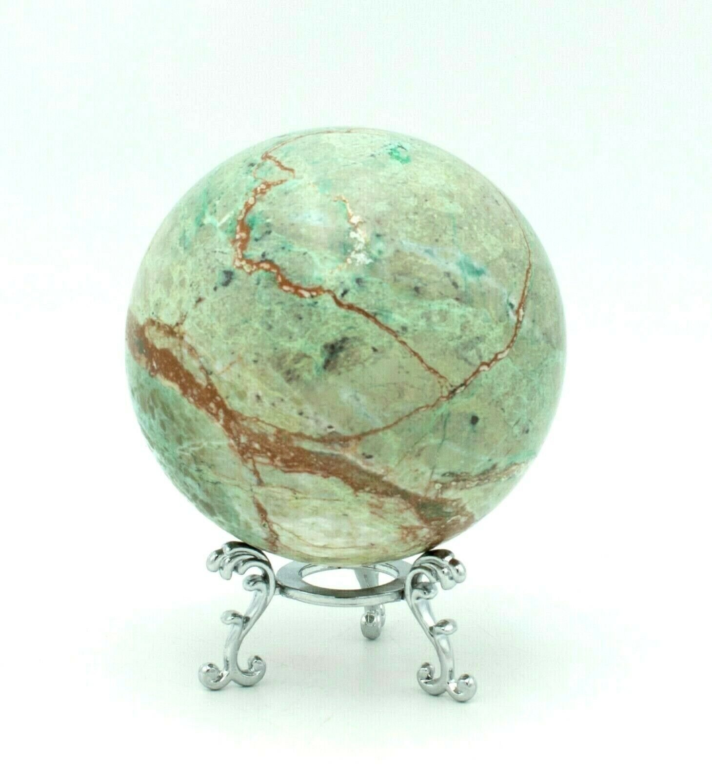 Western-Australia-Pilbara-Chrysocolla-Malachite-88mm-Rock-Sphere-Jasper-S2-373271455075-3