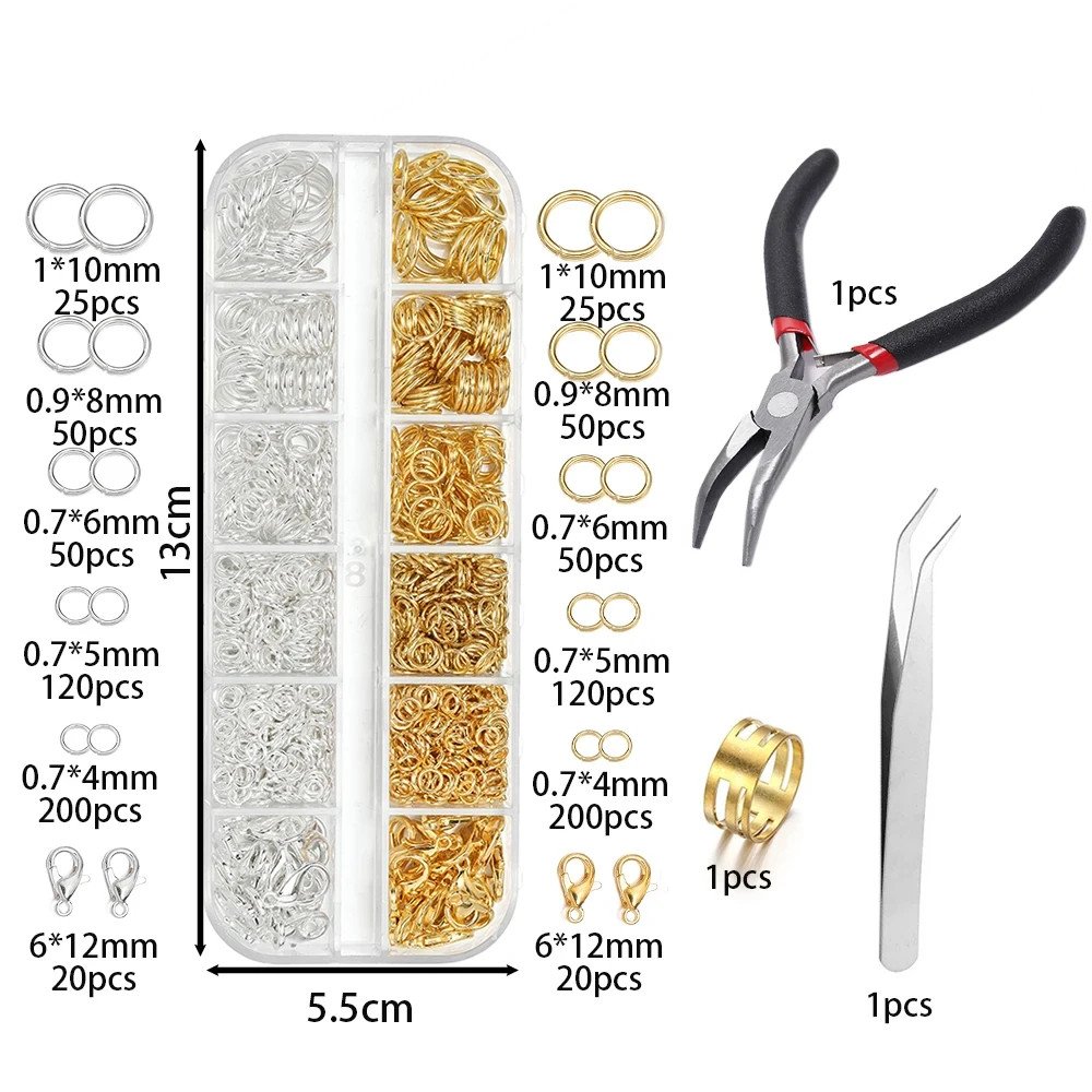 930-PCE-Jewellery-Findings-Jump-Rings-Lobster-Clasp-Pliers-Tweezers-Kit-376783169796-6