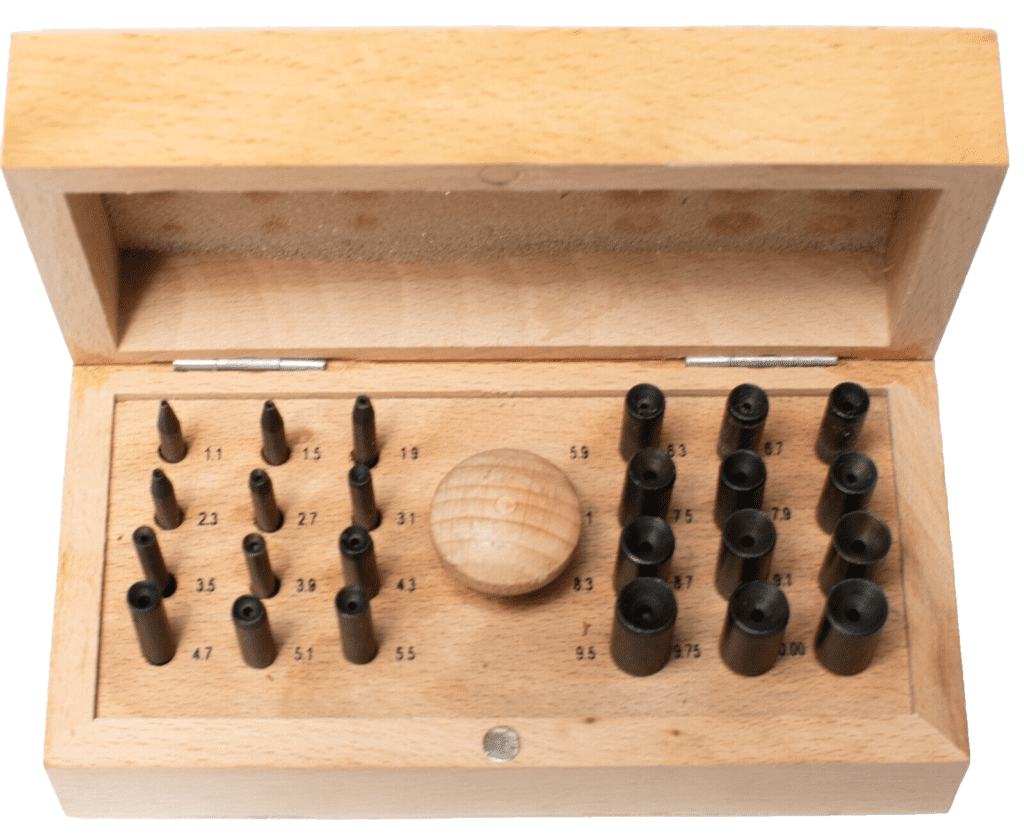 Premium Jewelers 36-Piece Round Bezel Punch Set – Stone Setting – Chrome – Wood Box – Tds Online Store