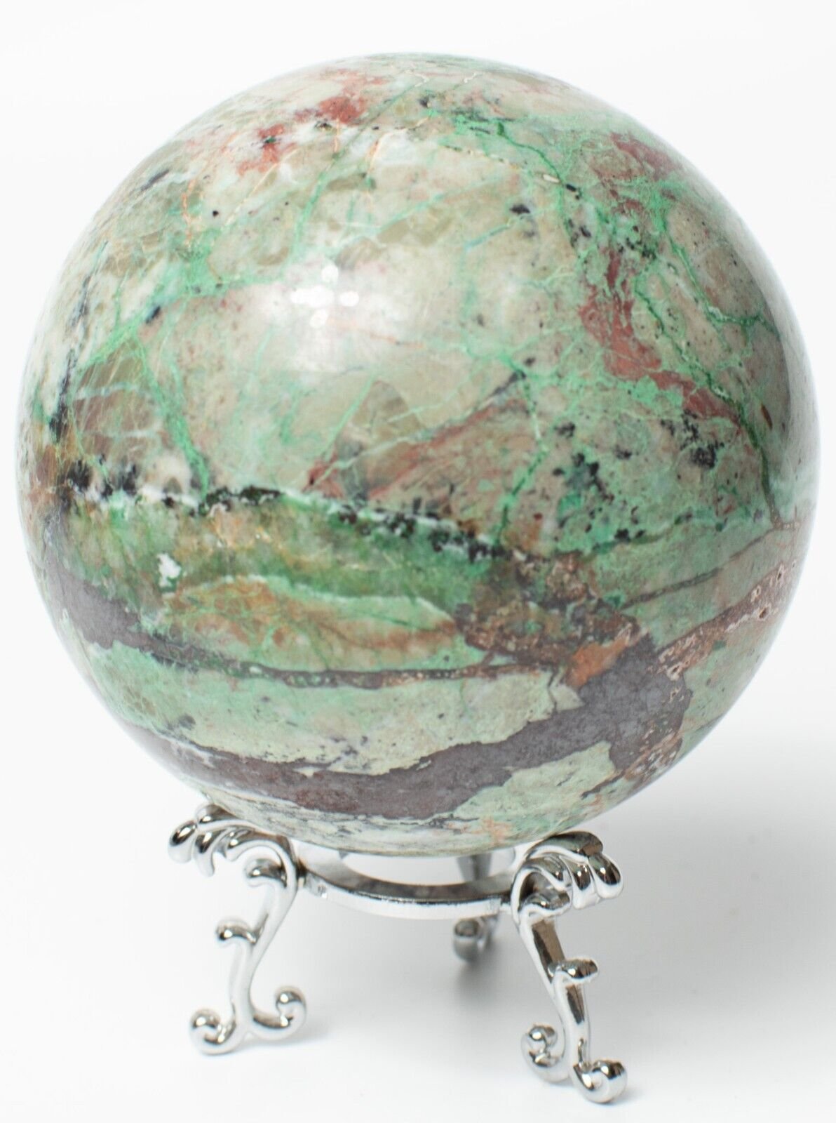 Western-Australia-Chrysocolla-Malachite-88mm-Rock-Sphere-Jasper-BBM2908231-374906394656-2