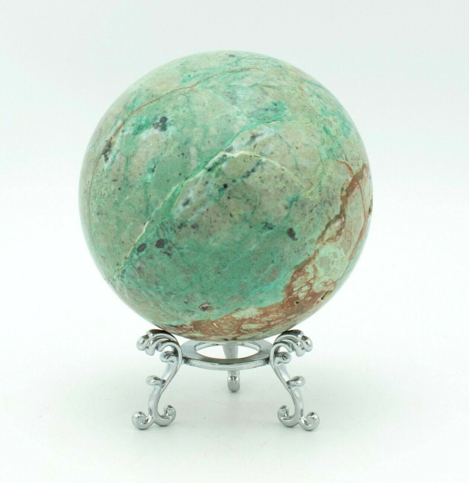 Western-Australia-Pilbara-Chrysocolla-Malachite-88mm-Rock-Sphere-Jasper-S1-373271431456-2