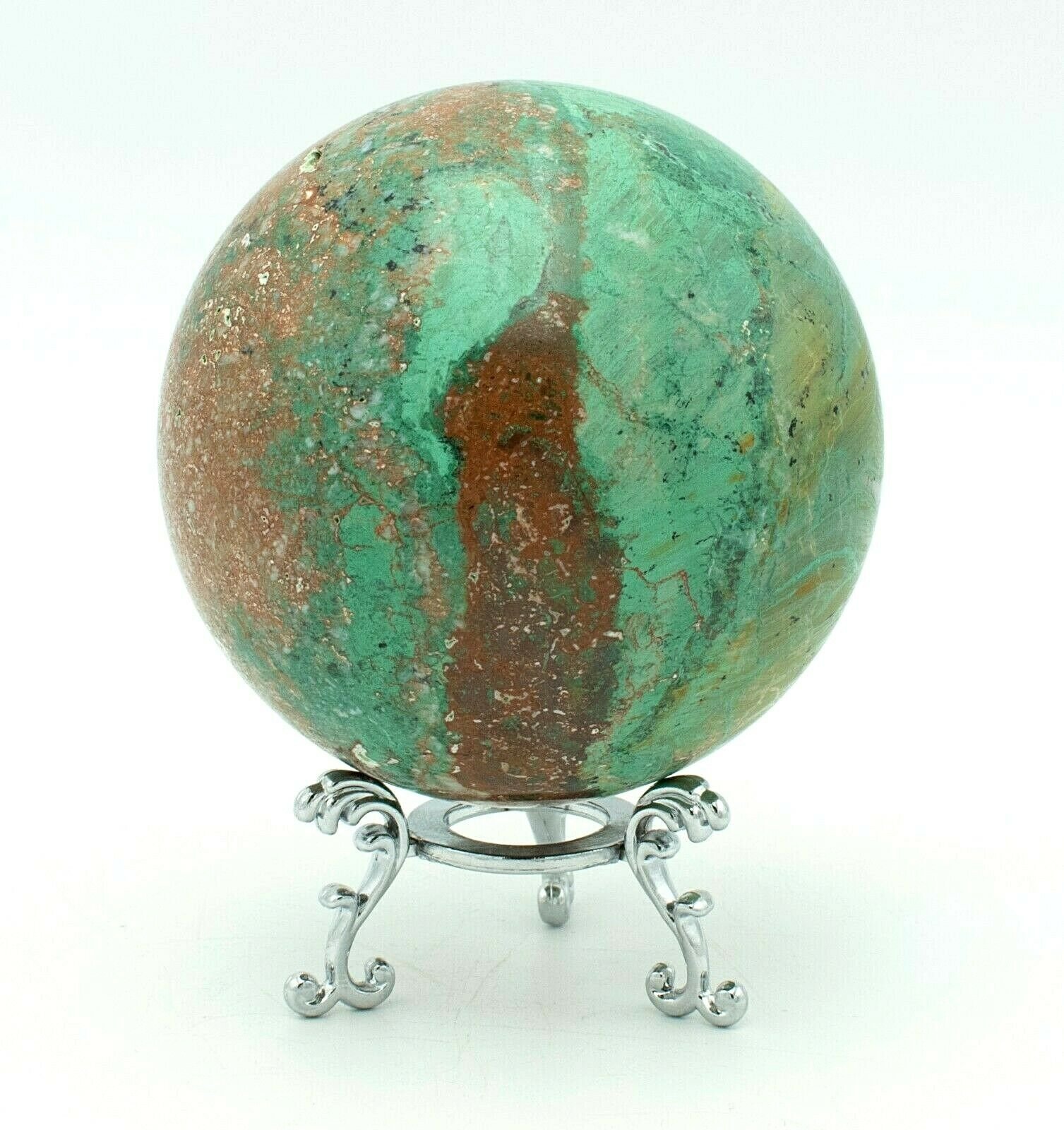 Western-Australia-Pilbara-Chrysocolla-Malachite-88mm-Rock-Sphere-Jasper-S1-373271431456-3