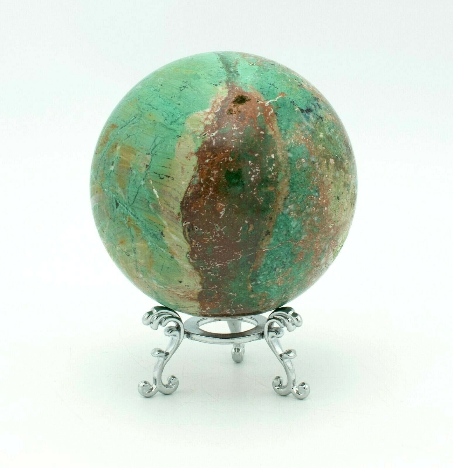 Western-Australia-Pilbara-Chrysocolla-Malachite-88mm-Rock-Sphere-Jasper-S1-373271431456-4