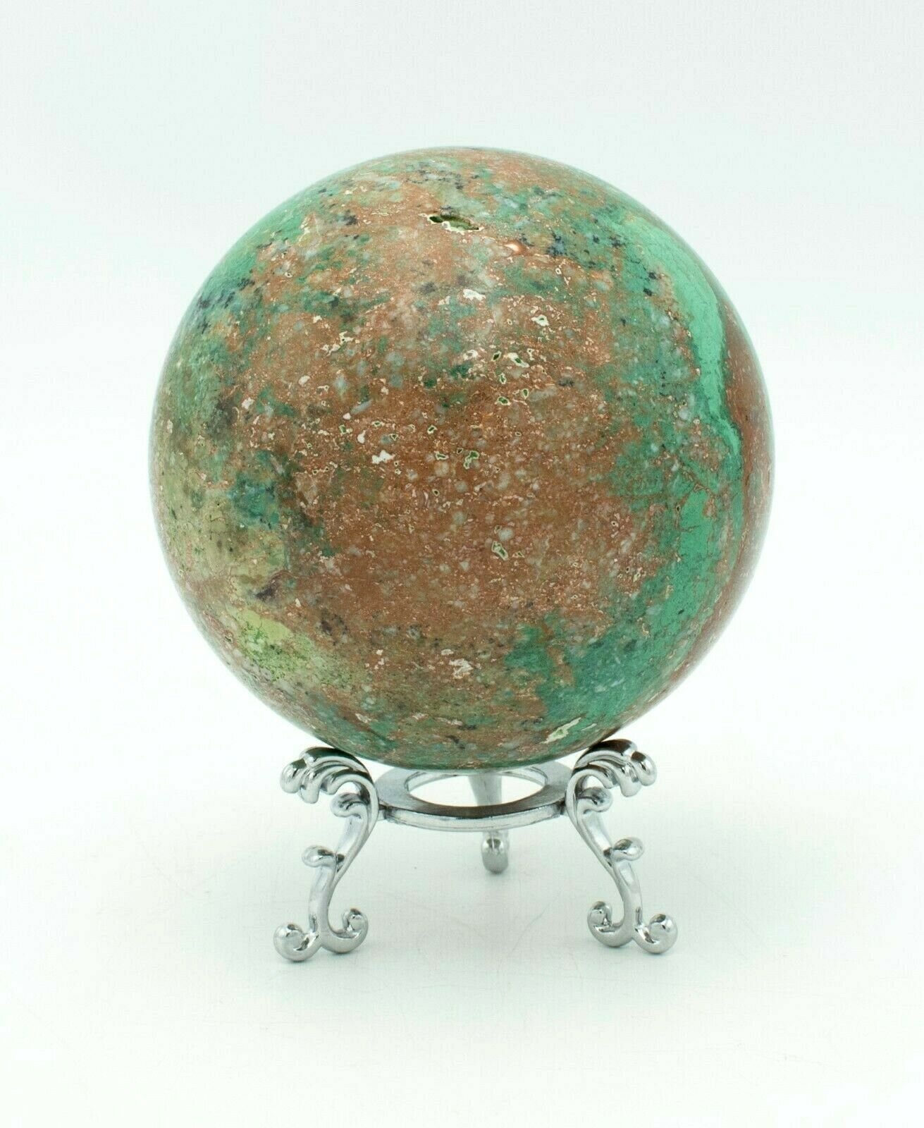 Western-Australia-Pilbara-Chrysocolla-Malachite-88mm-Rock-Sphere-Jasper-S1-373271431456-7
