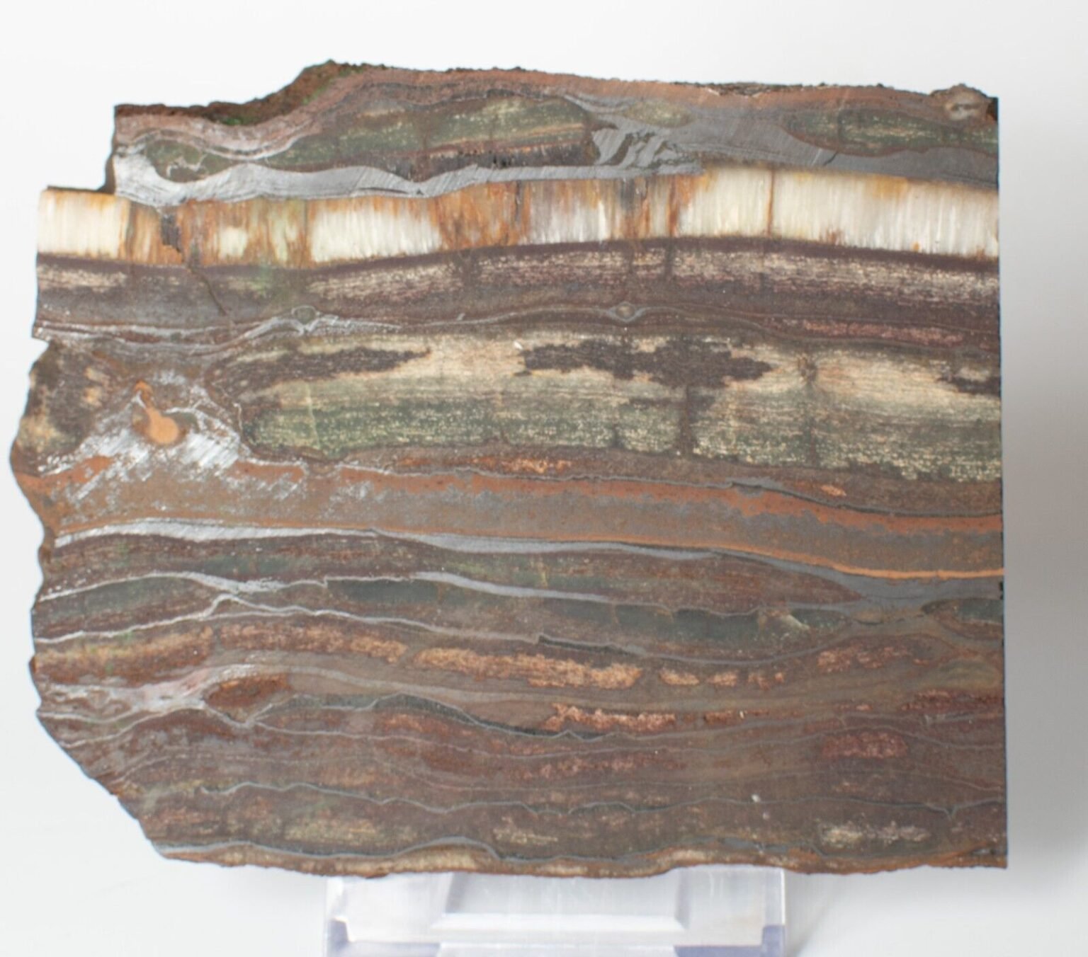 Polished Western Australian Banded Iron Jasper Chrysotile Slice Stone