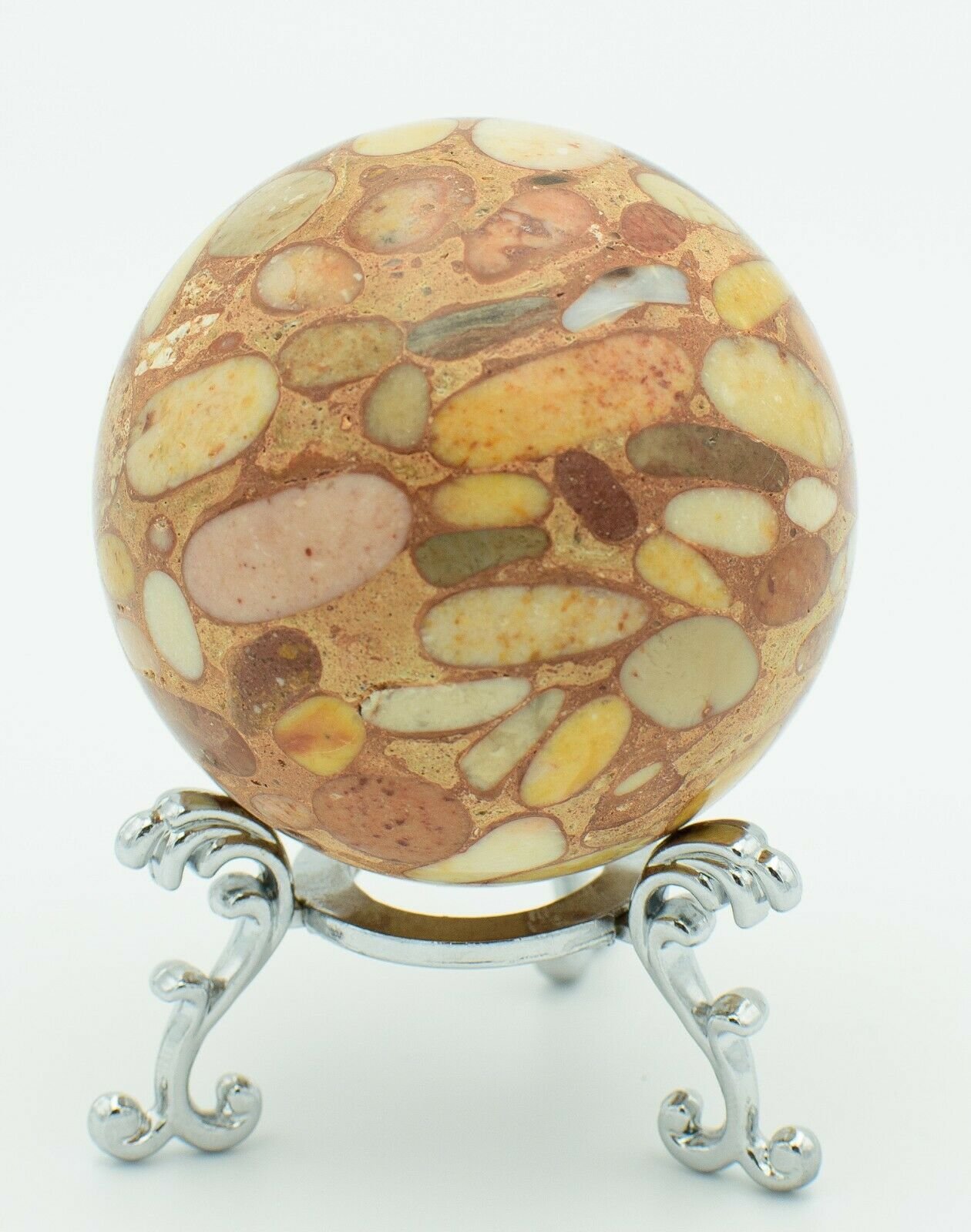 Exmouth-Western-Australia-Pudding-Stone-59mm-Rock-Sphere-Free-Stand-Limestone-p1-373995486309